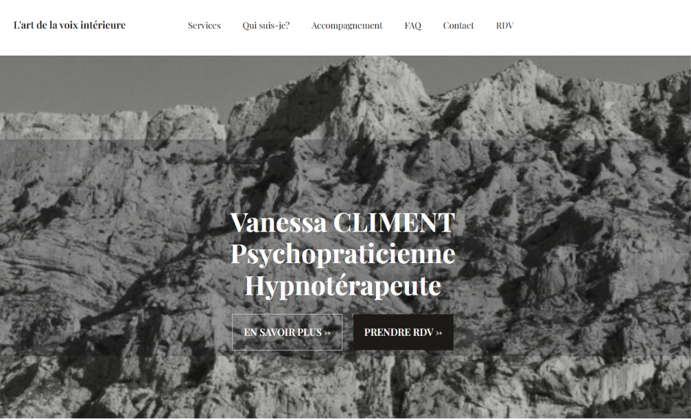 L'art de la voix intérieure website for a hypnotherapy practice